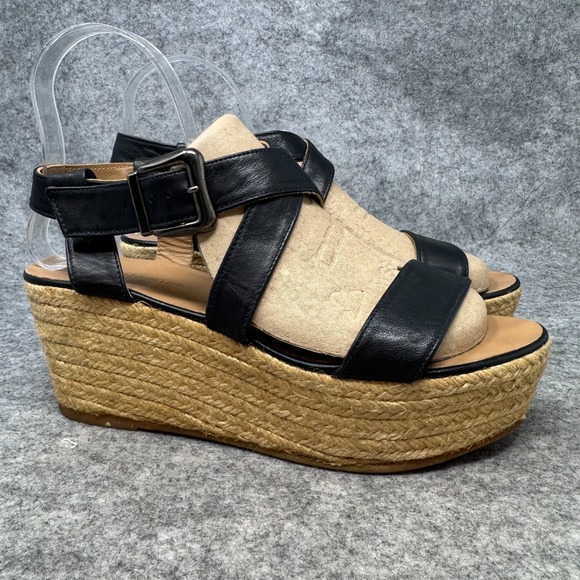 Eric Michael Shoes - Eric Michael Womens Wedge Heel Ankle Strap Espadrilles Sandals Sz 10-11 Black